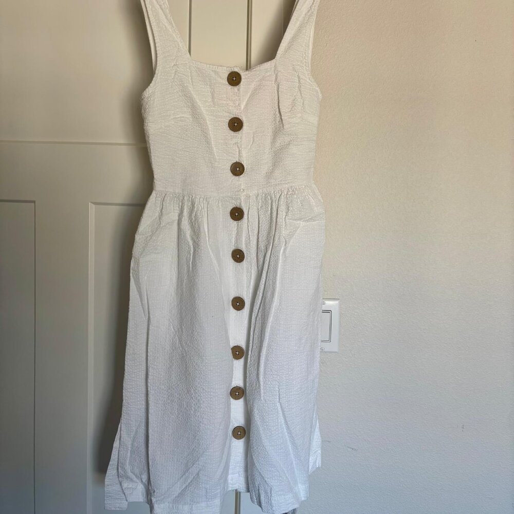 Mango White Fit and Flare Dress in XS (USA 2)